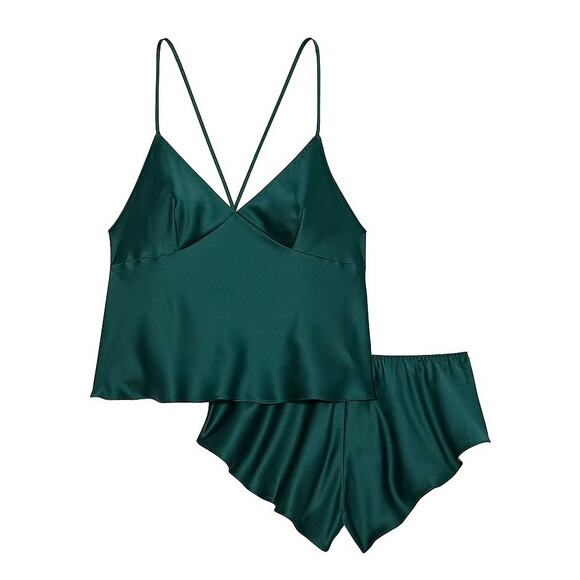 Victoria's Secret Other - Victoria’s Secret Satin Open Back Cami & Shorts Set XS
